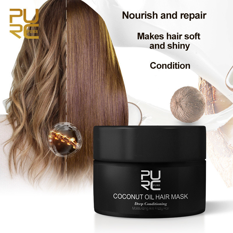 

PURC 50ml Coconut Oil Hair Mask Repairs damage restore soft good or all hair types keratin Hair & Scalp Treatment