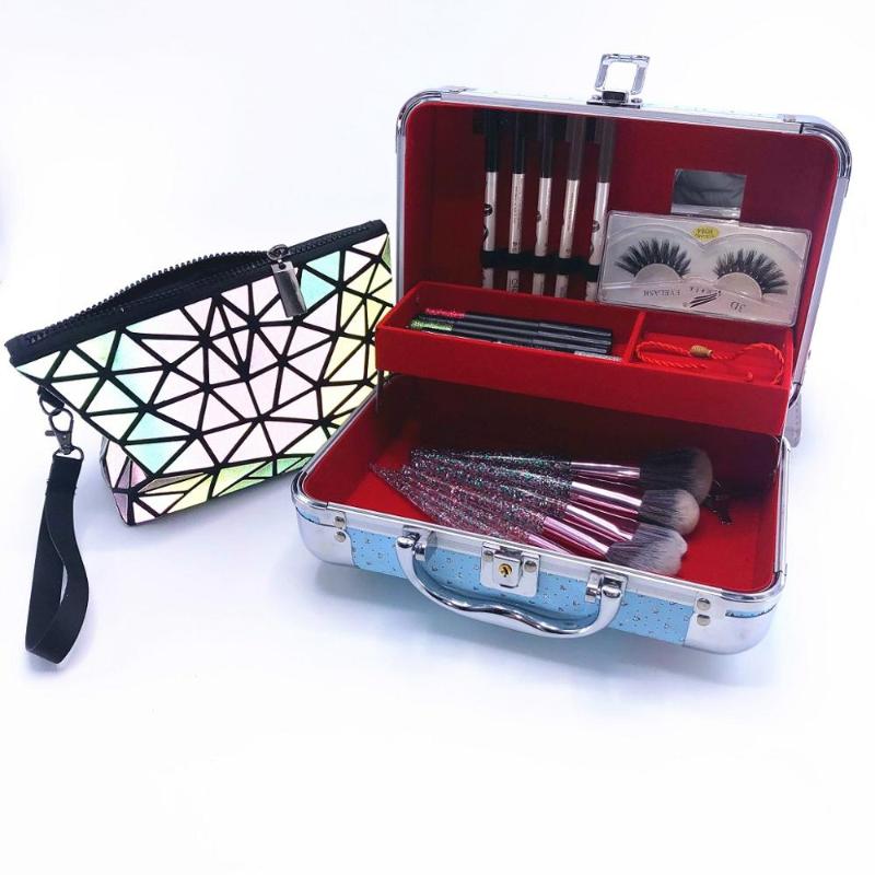 

Makeup Set Box Professional Full Makeup Kit Brushes Set Women Eyebrow Pencil Eyeshadow False Eyelash Cosmetic Case