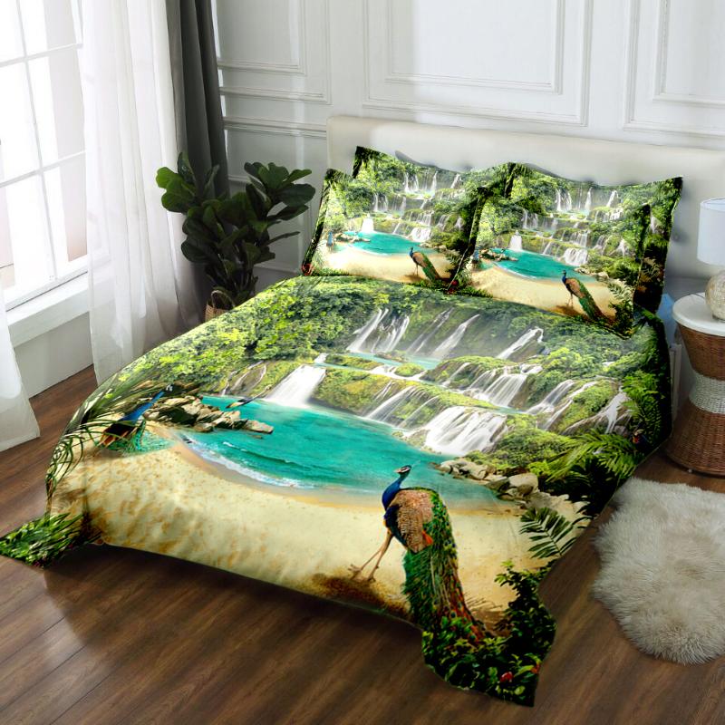 

bedding set queen size 3D waterfall print  full California king size Bed/flat Sheet Linen set Duvet Quilt Cover Pillowcase, 3d bedding set1