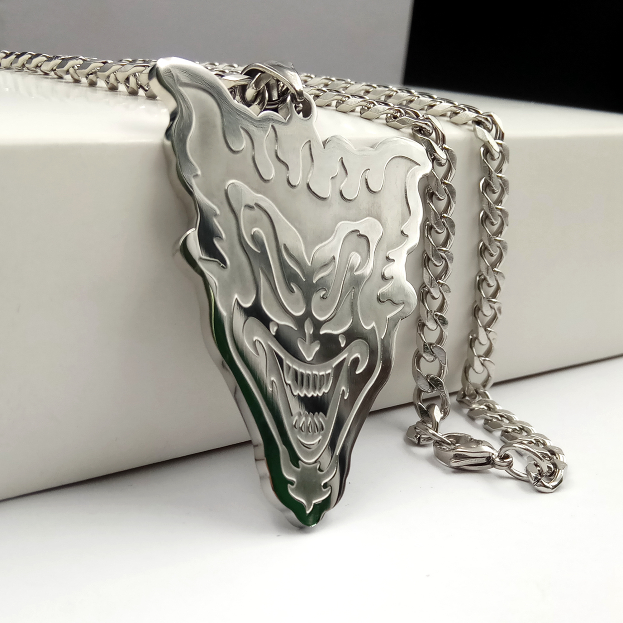New list silver -tone stainless steel Mens ICP V word vendetta Pendant necklace 5mm 24 inch jewelry Cool Gifts