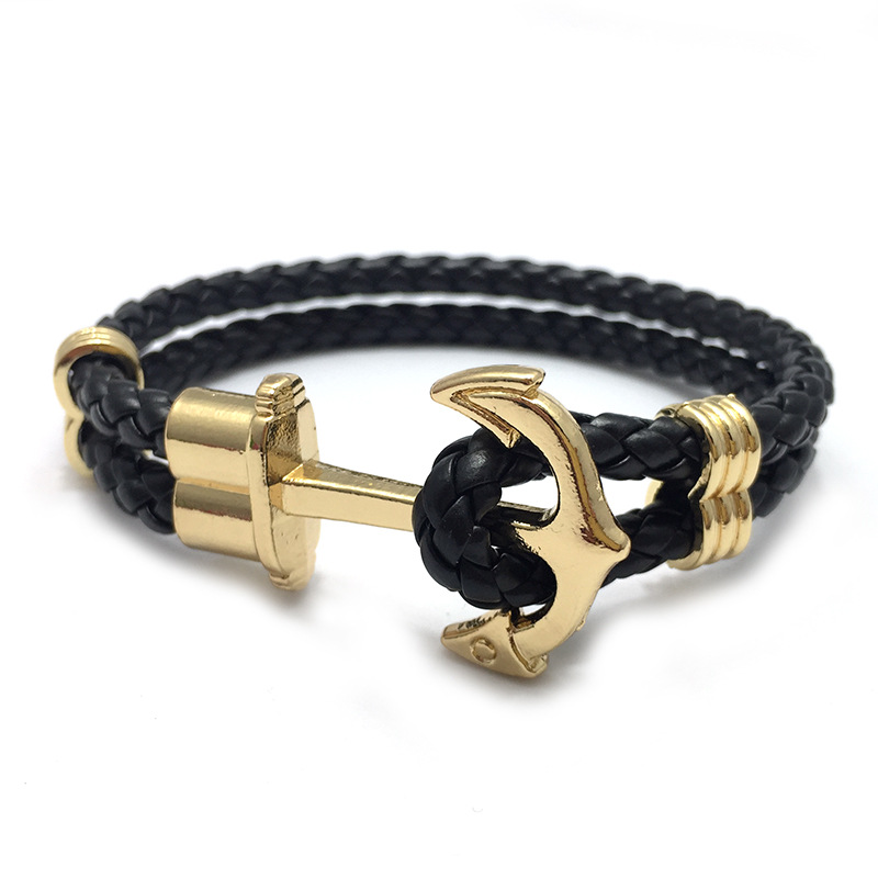 Leather Link Chain Bracelet Anchor Buckle Men Women Jewelry Charm Rope Bangle Wholesale Gifts High Quality-image-505476317