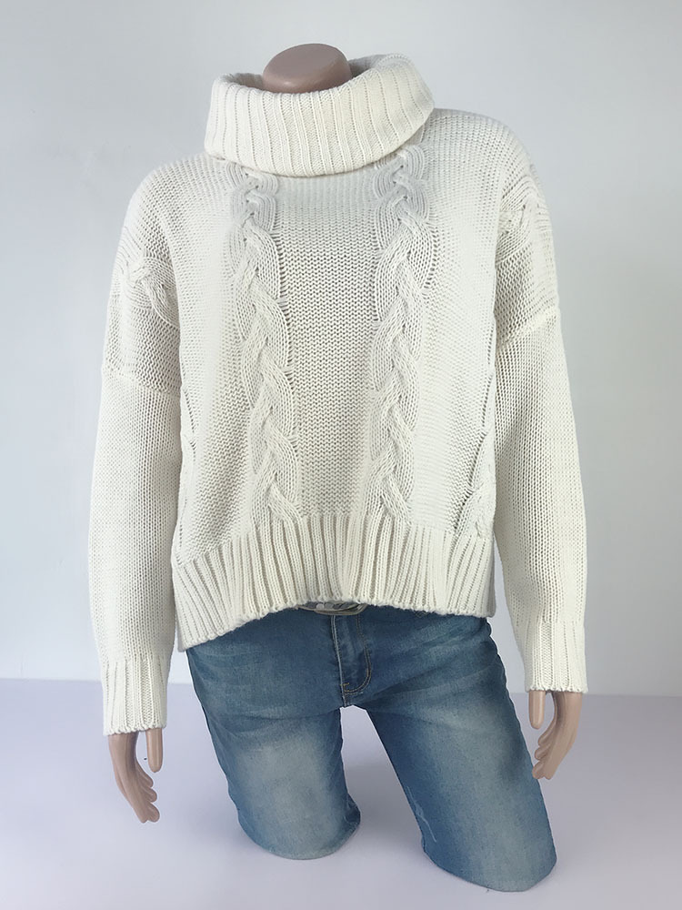 

2020 Loose head high collar twist thick sweater long sleeve sweater coat female autumn and winter turtleneck sweater, 5#