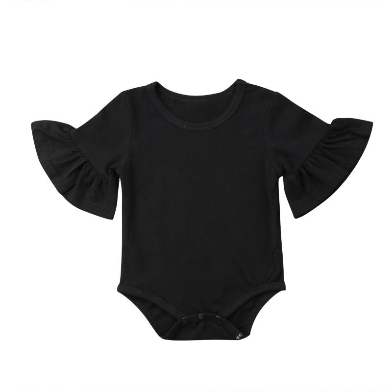 

FOCUSNORM Newborn Infant Baby Girls Outfit Soft Cotton Romper Summer Clothes For Baby 0-24Months, Black