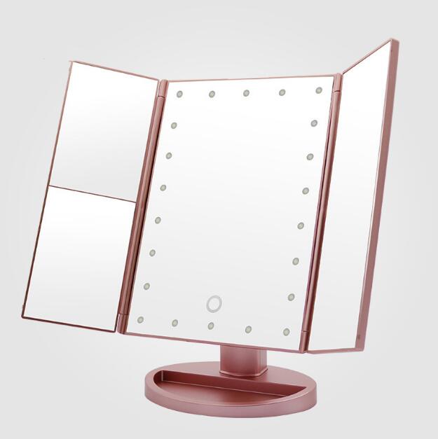 

Foldable Magnifying Mirrors 3X/2X/1X Table Desktop Mirrors Makeup LED Vanity Mirror 3 Folding Adjustable Cosmetic Tool