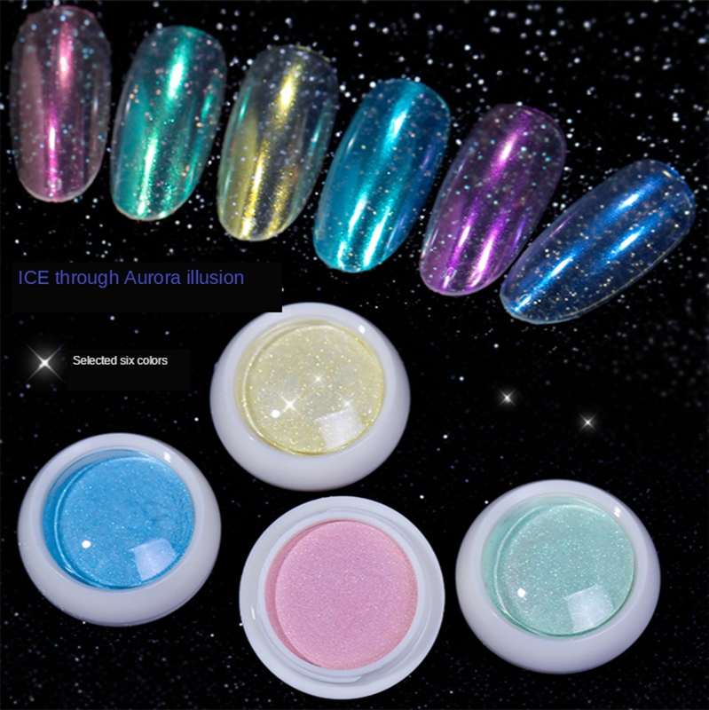 

1g Nail Glitter Neon Pigment Mermaid Powder Chameleon Powder Clear Chrome Nail Rainbow Dust Art Manicure Super Shining