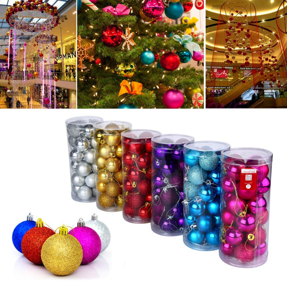 

24pcs/lot 40mm Christmas Tree Decor Ball Bauble Xmas Party Hanging Ball Ornament decorations for Home Christmas decorations F806