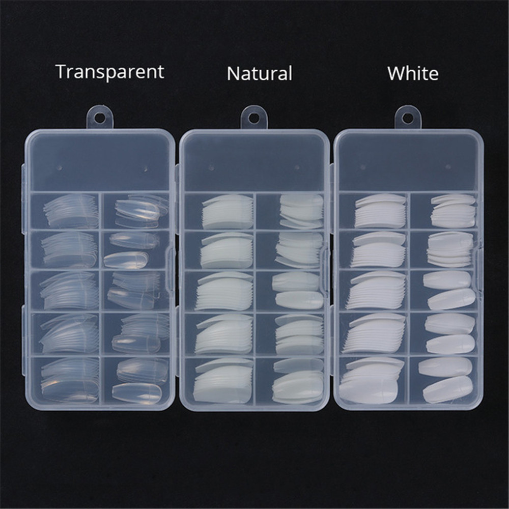 

Box 100pcs Coffin Long False Nail Tips Ballerina Square Full Cover False Nail Art Tips French Ballet Clear Natural White Acrylic Fake Nail, Color and styles