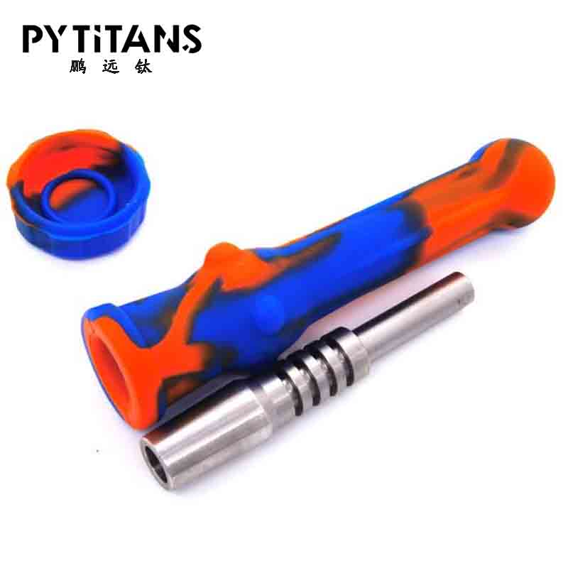 

Silicone Nectar Collector Kit With Titanium Tips 14mm Silicone Nector Collector Kit Mini NC Smoking Tool For Glass Water Bongs Rigs