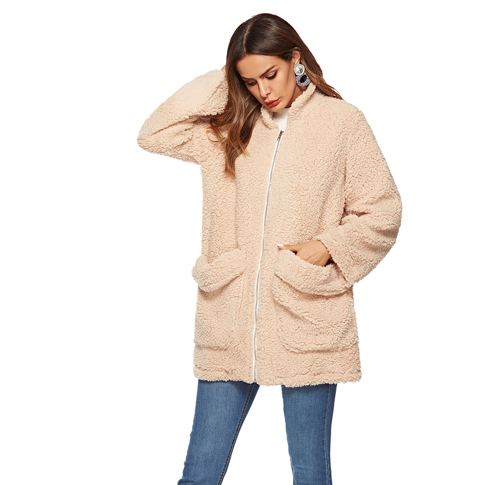 

2019 thick plush new cross-border trade exclusively for women' coat jacket, Khaki