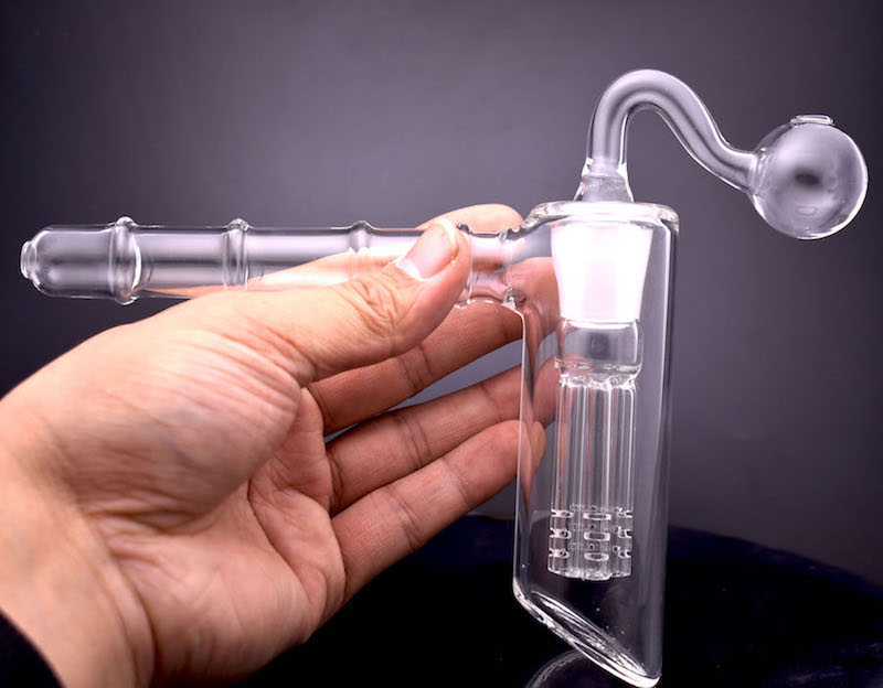 

Mini Glass Hammer Bongs 6 Arm Percolator Portable Smoking water pipes bubbler Glass oil burner bongs with 18mm oil burner pipe and