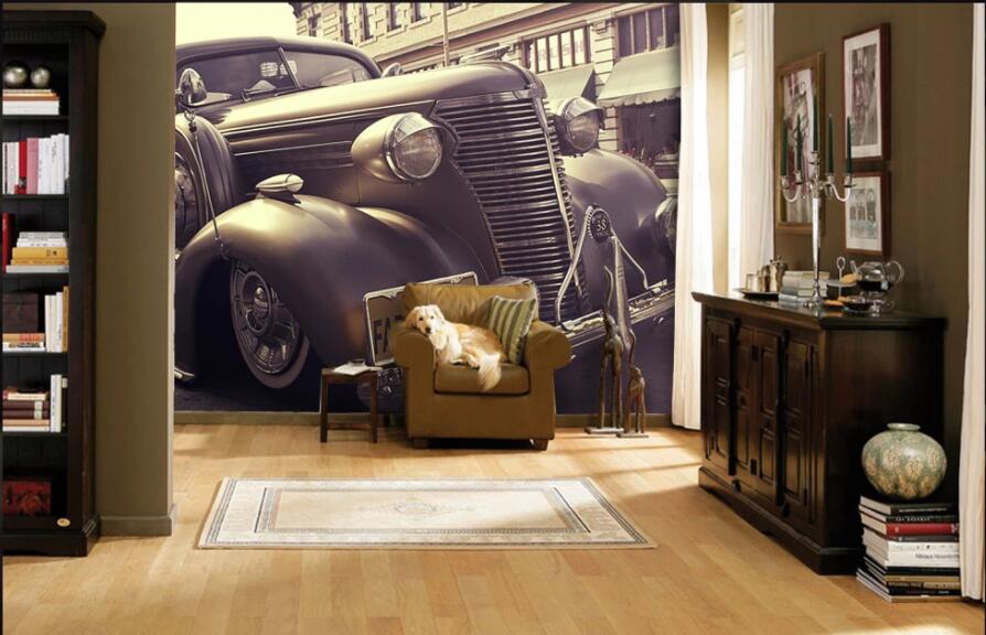 

3d wallpaper custom photo mural Nostalgic vintage car tv background living room home decor 3d wall murals wallpaper for walls 3 d, Non-woven wallpaper
