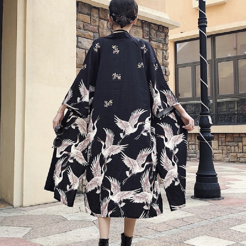 

Japanese Harajuku Vintage Female Oversized Tops Shirts Street Fashion Bandage Blouse Japanese yukata female Long Blouse kz626, Purple