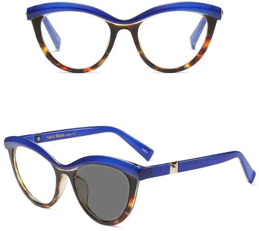 

2020 Fashion Cat Sunglasses Photochromic Reading Glasses Vintage Blue and Leopard Frame Multi Focus Eyeglasses UV400 FML