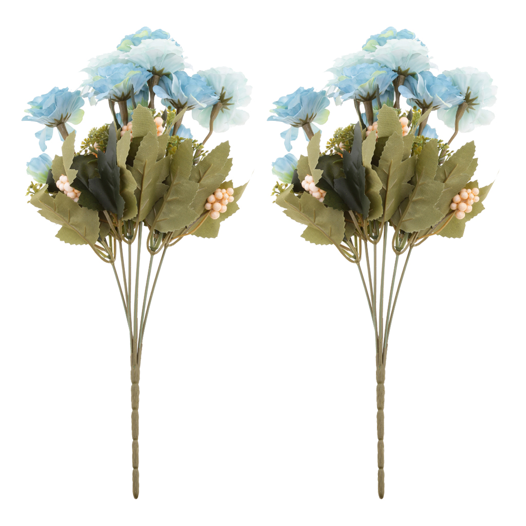 

2x artificial silk flower (5 heads) bridal bouquet for wedding festival home decoration
