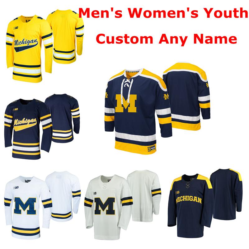 

NCAA Michigan Wolverines College Ice Hockey Jerseys Mens Tony Calderone Jersey Luke Martin Jack Becker Sam Piazza Van Wyhe Custom Stitched, Women's yellow