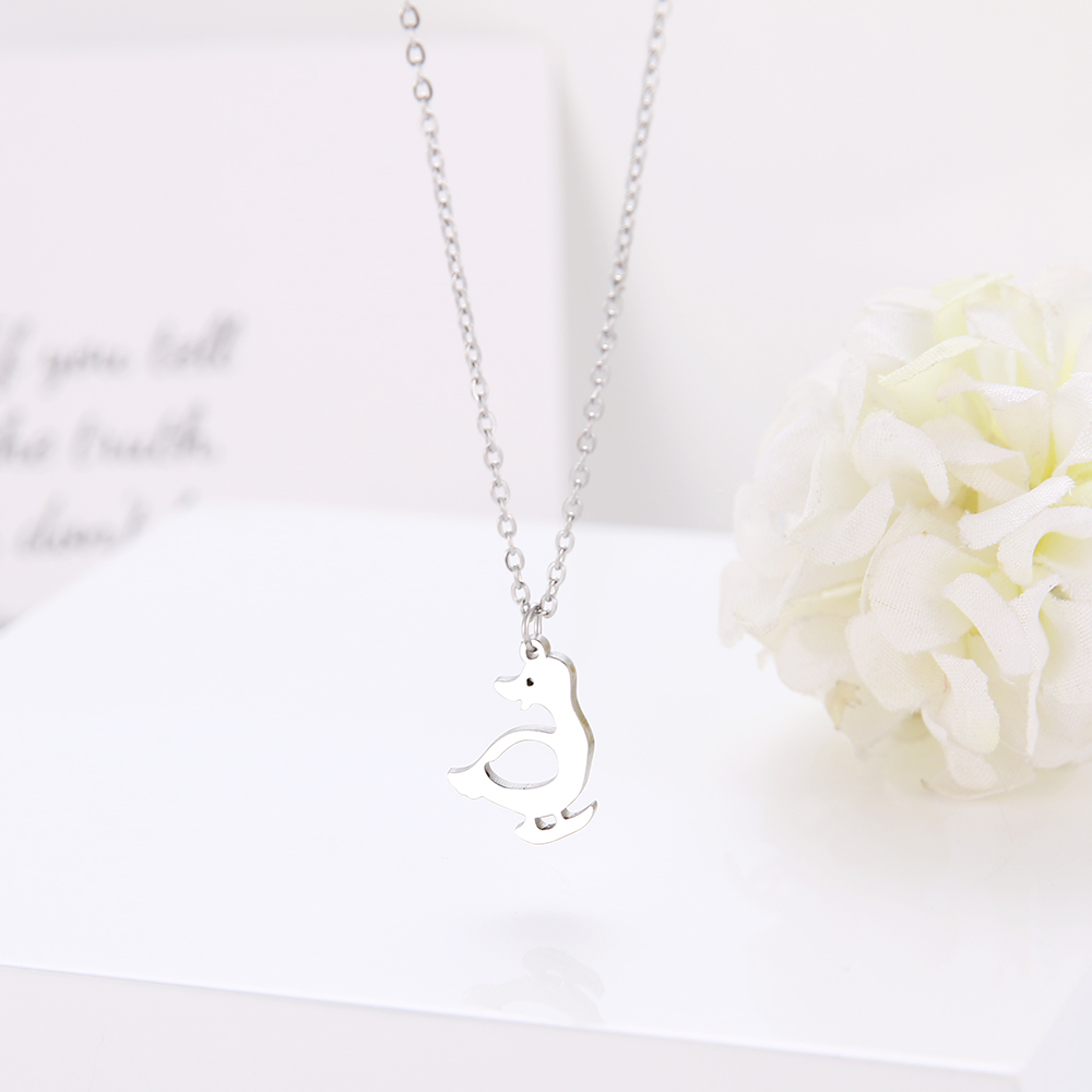 

Jewelry Gift Stainless Steel Necklace Lucky Duck Animal Gold And Silver Color Pendant Necklace Engagement Jewelry Party For Women