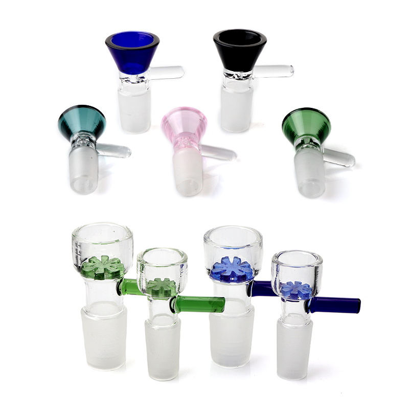 

Wholesale mixing Funnel Snowflake 14mm 18mm Male Glass Bowls Smoking Bowl Piece Accessories For Tobacco Glass Bongs Oil Dab Rigs Water Pipes