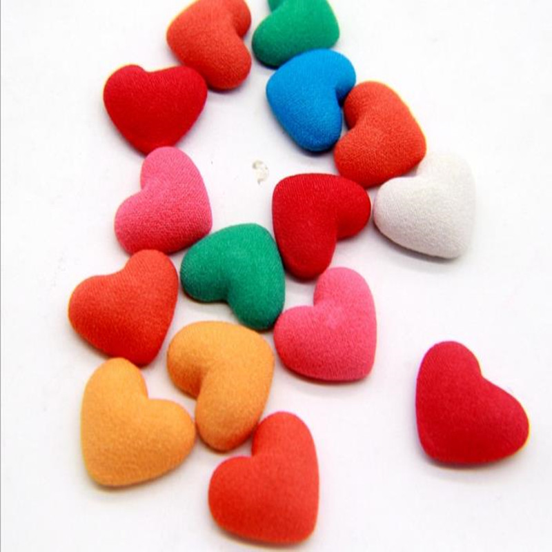 

100PCS Diy Accessories Fabric Cotton Mix Colors Flat Heart Button Cover Button Small Button For Handmade