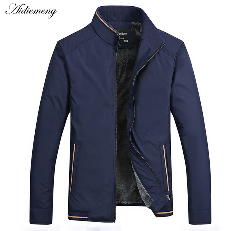 

Winter Fleece Jacket Men Coat High Quality Casual Bomber Jacket Men Windbreaker Cotton Warm Male Outwear Coat, Black