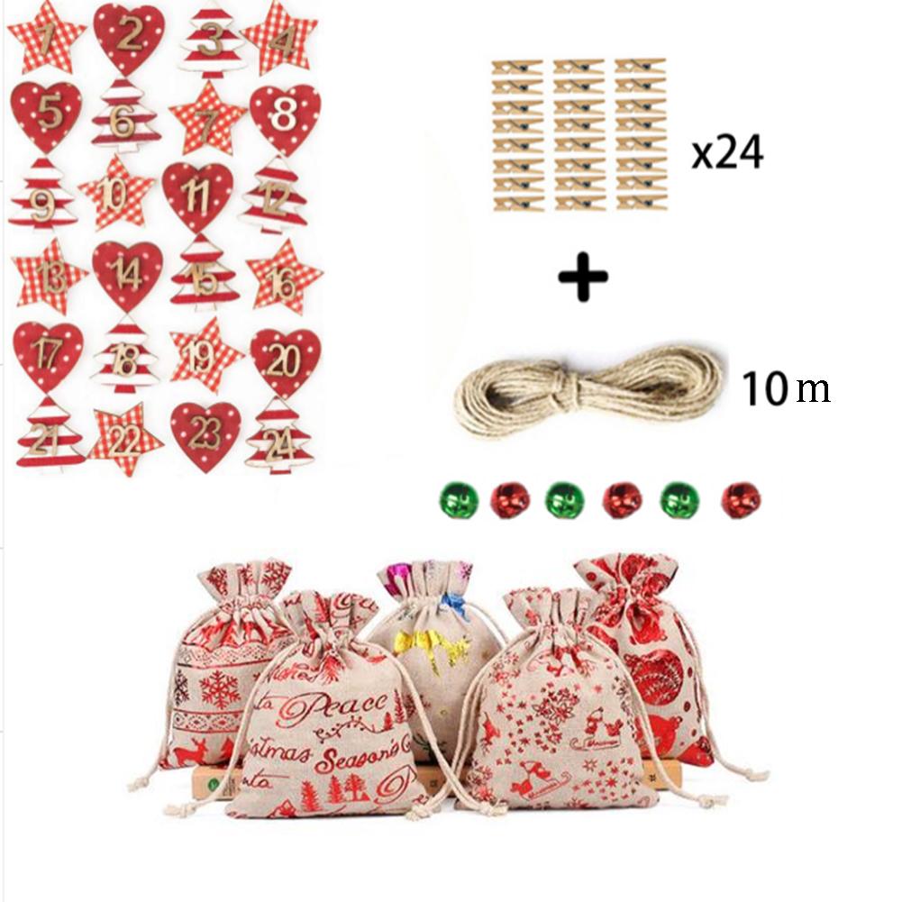 

24pcs Christmas Gift Bags Large Capacity Auto-filled Countdown Calendar Jute Bag Candy Storage Pouch DIY Christmas Decoration