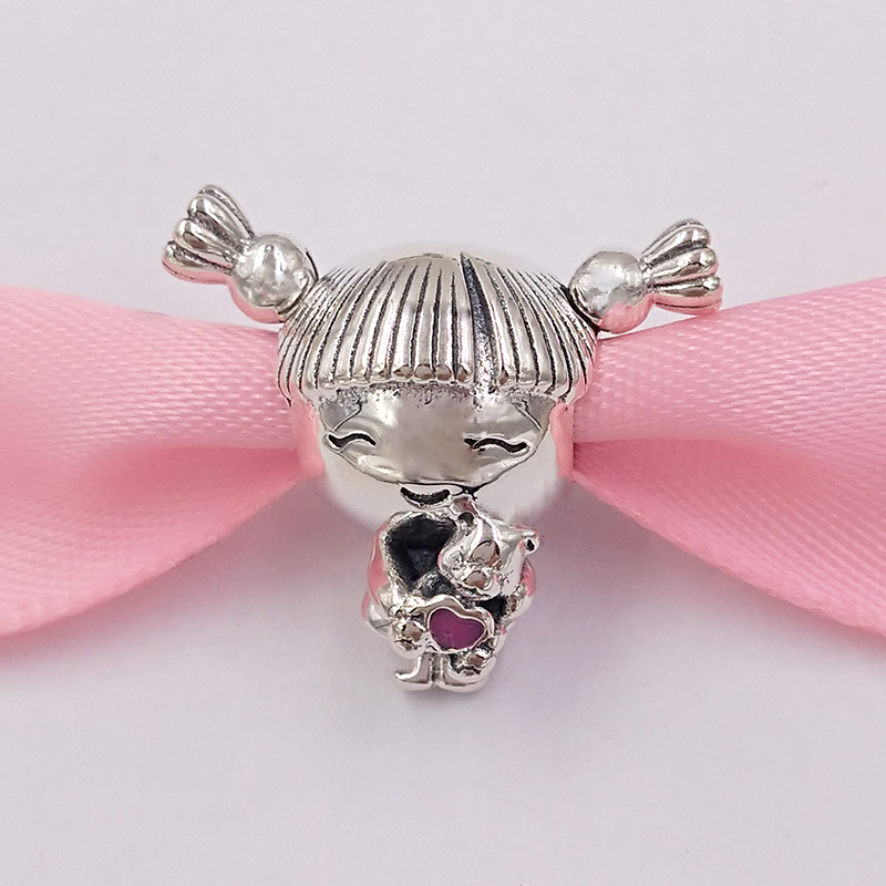 

Authentic 925 Sterling Silver Beads Girl With Pigtails Charm Charms Fits European Pandora Style Jewelry Bracelets & Necklace 798016EN160, Black