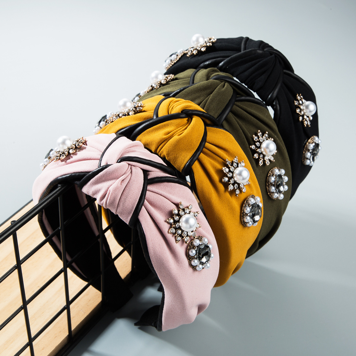 

Hair band cloth rhinestone Pearl wide edge hair band knot wash face headband