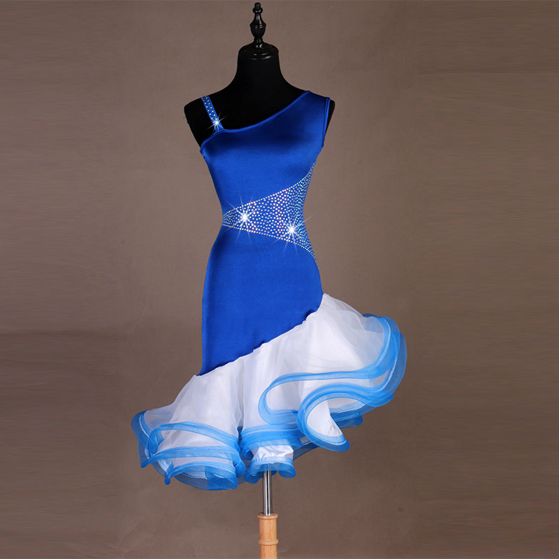 

Women Latin Dance Competition Dresses Slim Cha Cha Dance Dress Adult Dancing Performance Costume Abiti Ballo Latino Bambina, Royal blue
