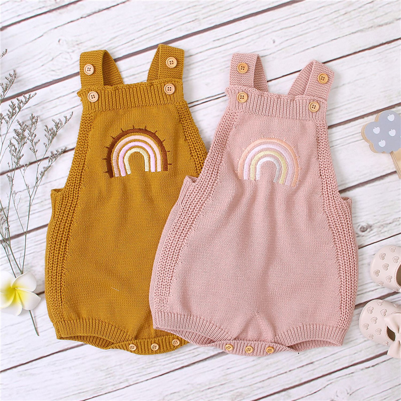 

Toddler Baby Girls Rompers INS New Autumn Infant Sweaters Sleeveles Rainbow Jumpsuit Kids Girls Sweater Bodysuit Babies Oneise 0-2T, Mixed colors please remark