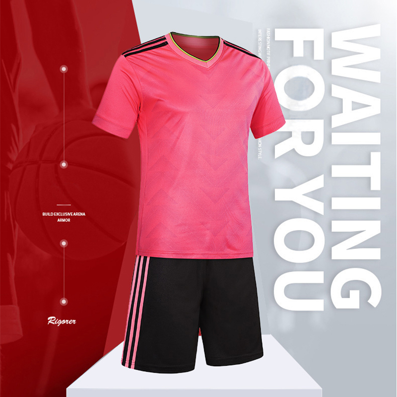 

Soccer Jersey Sets 2020 Kids Football Uniform Team Sports Training Short Sleeve Game Man Wear Shirt Tracksuits Camiseta Futbol, Pink black pants
