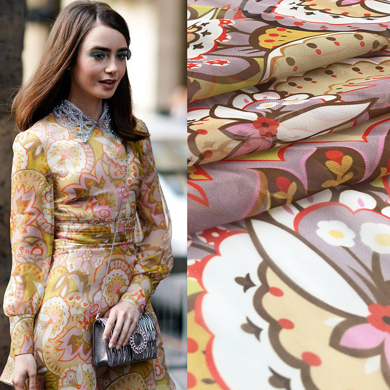 

2020 new European and American cartoon abstract floral digital printing clothing handmade DIY fabric polyester fashion cloth