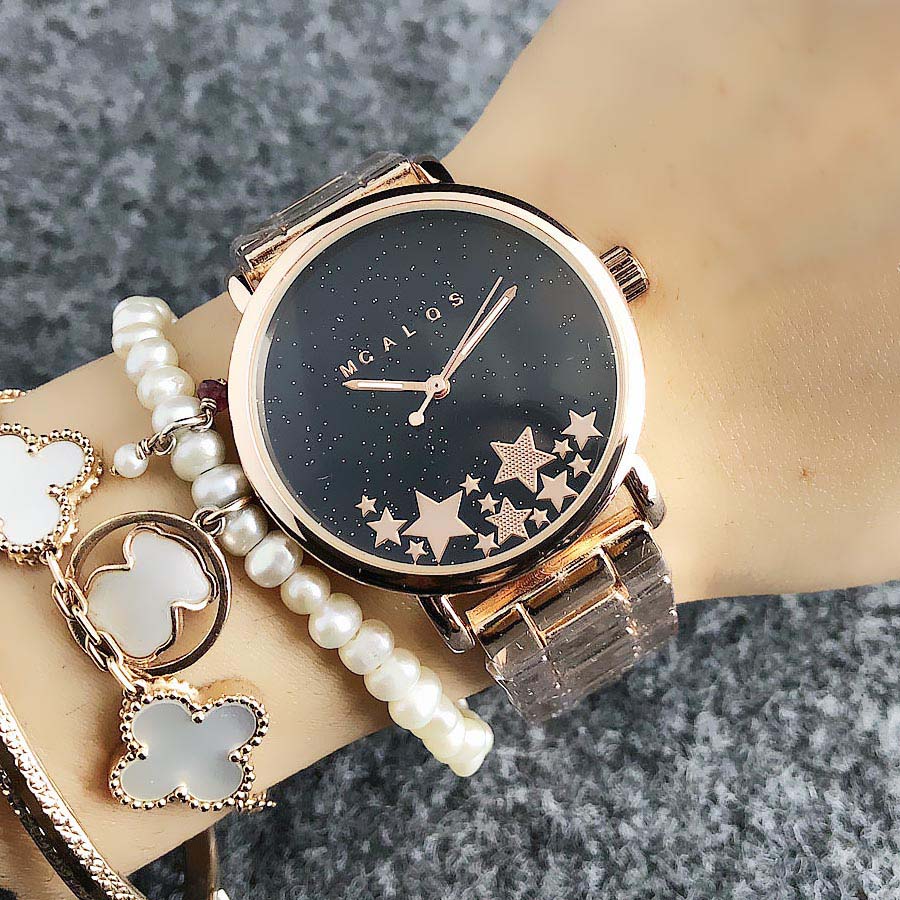 

Brand Quartz wrist Watches for women Girl star style Metal steel band Watch M62, Mko gold