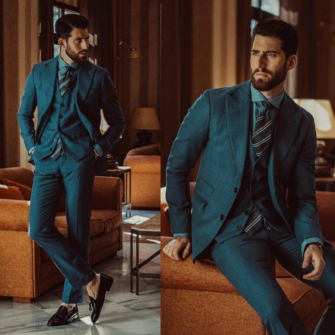 

Wedding Tuxedos Handsome 3 Pieces Suit Groom Suit Two-Button Wedding Mens Suits Slim Fit Groom Tuxedos For Best Man (Jacket+Pants+Vest, Same as image