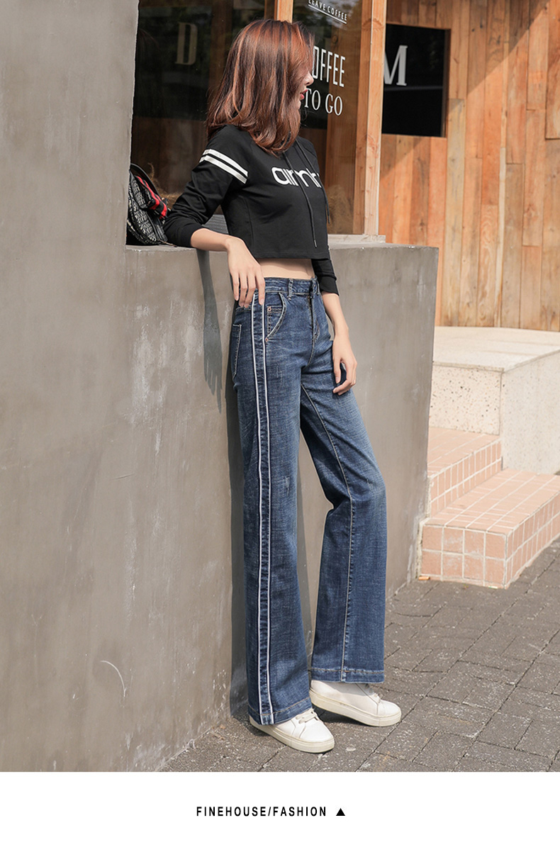 

The Blue Spring New Tall Waist Loose Thin Straight Jeans Trousers Children Joker