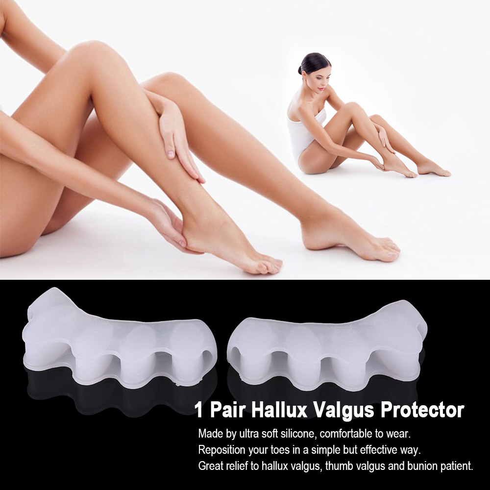 

215 Toe Separator Silicone Finger Toe Separator Divider 4 Holes Thumb Valgus Guard Bunion Hallux Valgus Protector Foot Care Tool Toe Correct, White;pink