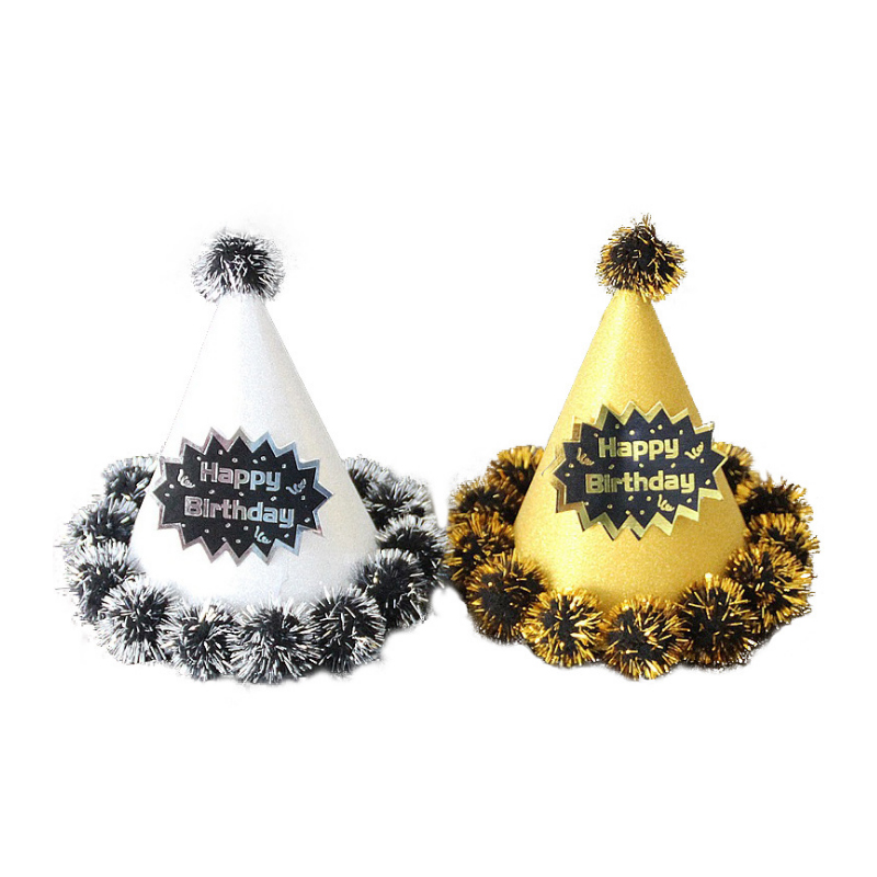 

Golden hat silver birthday hat party baby year-old child adult birthday headdress cake pointed