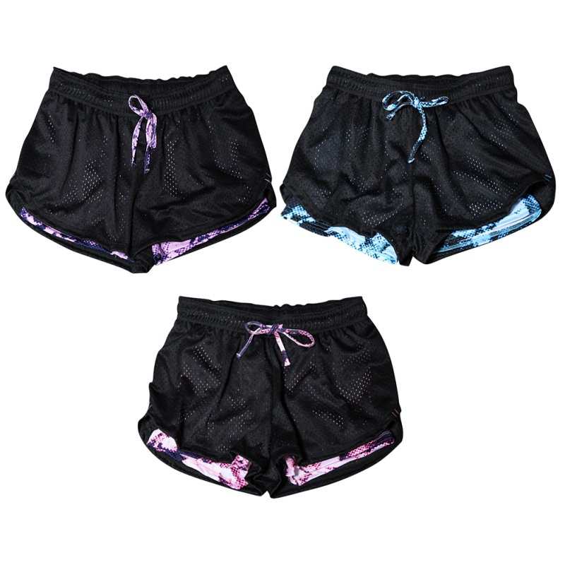 

Women Cotton Mesh Shorts Work-out Two Layer Fitness Fold Short Pants Breathable Fitness Shorts, Fuchsia