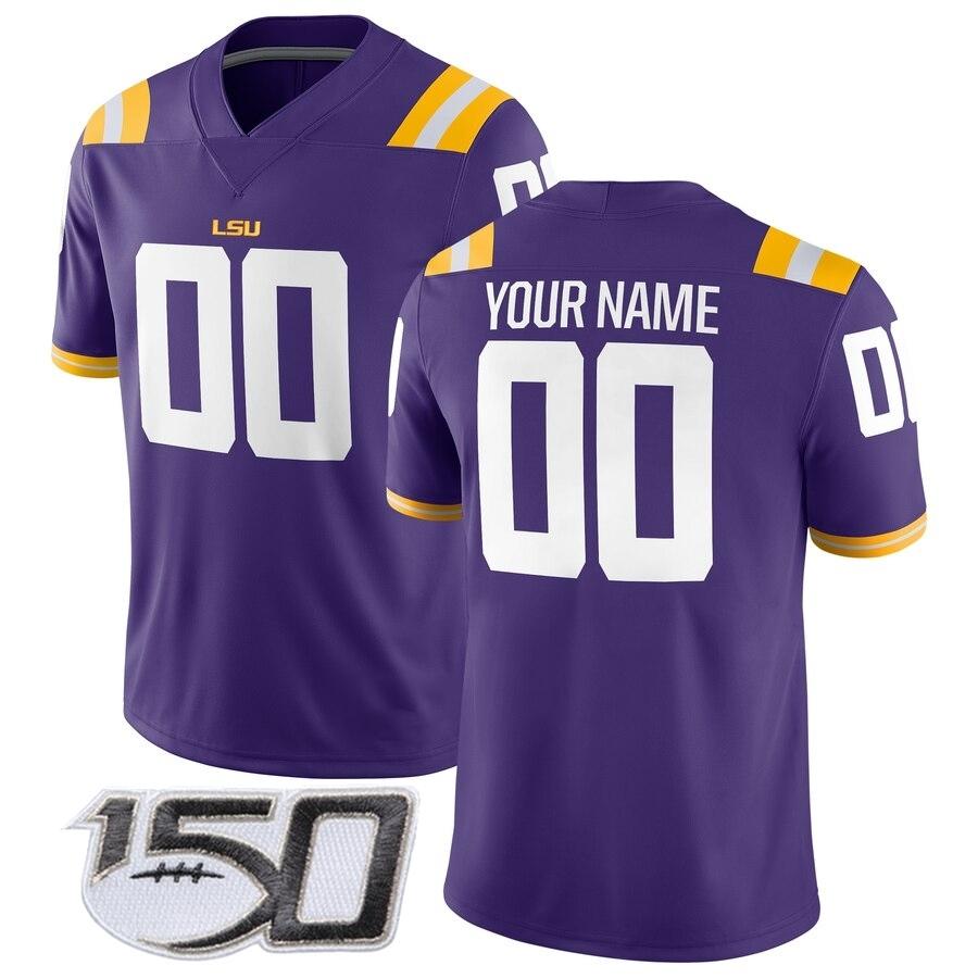 

Customize LSU Tigers Any Name S-4XL Joe Burrow Odell Beckham Jr. Grant Delpit Tyrann Mathieu Leonard Fournette College Football Jersey, White 150th