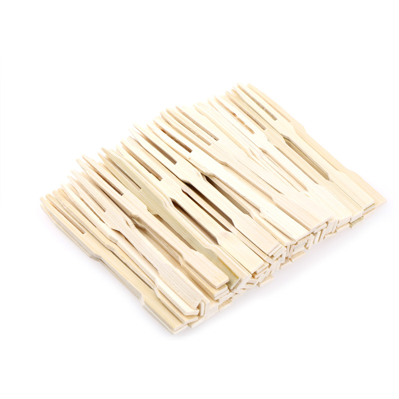 

80Pcs Bamboo Disposable Wooden Fruit Fork Dessert Forks Tableware Party Decor Cocktail Fork Set Party Home Supplies