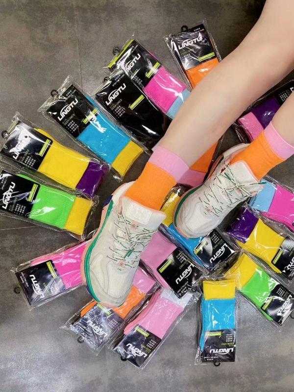 

Sports Compression double colours Cycling basketball Socks Women girl Professtional Sport Casual Socks Breathable Running, Purple with pink