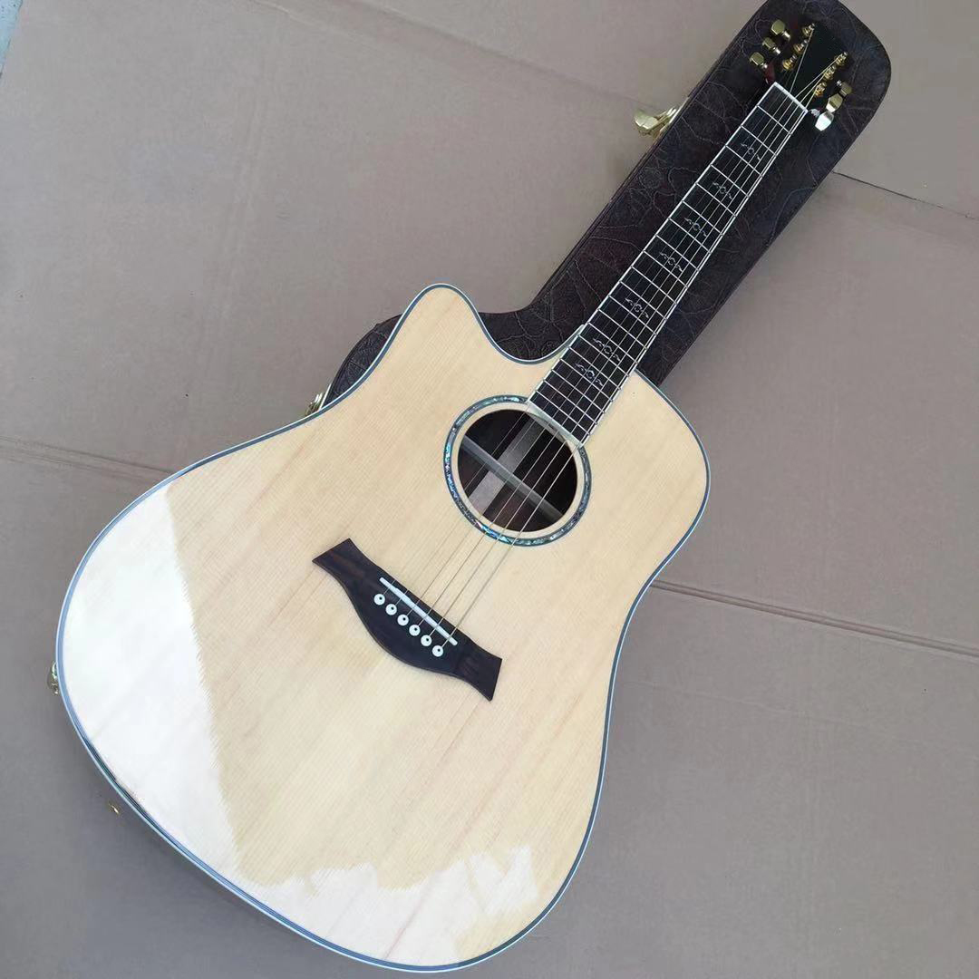 

2022 New Acoustic Acoustic Guitar 41 Inch + Left Hand, Log Color. Top spruce, side back rosewood. Rosewood inlaid fingerboard.
