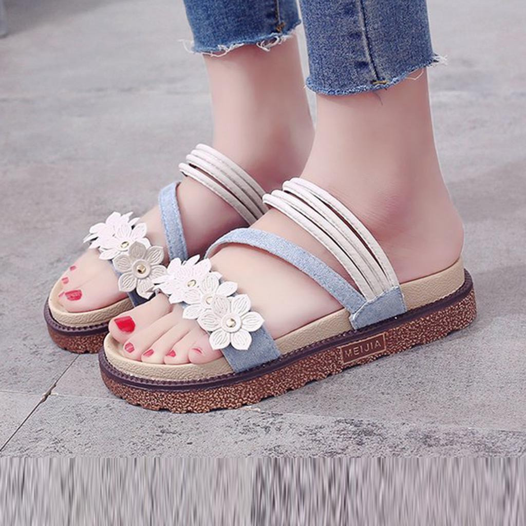 

Women Bohemia Style Sandals Comfortable Soft Slippers Fashion Flat Shoes Wild Large Plus Size Flats Summer Beach Shoes, Pink