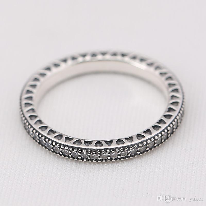 

NEW 925 Sterling Silver Full CZ Diamond RING LOGO Original Box for Pandora Wedding Ring Engagement Jewelry Rings for Women Girls