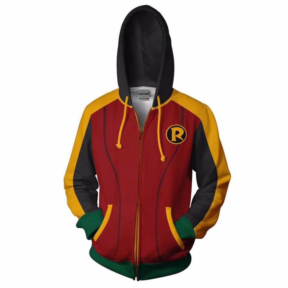 

2019 Hooded Men Barry Damian Robin 3D Printed Hoodies Casual zipper hoodie hip hop tops Robin Damian Wayne Zip Up hoodie, Lls-316