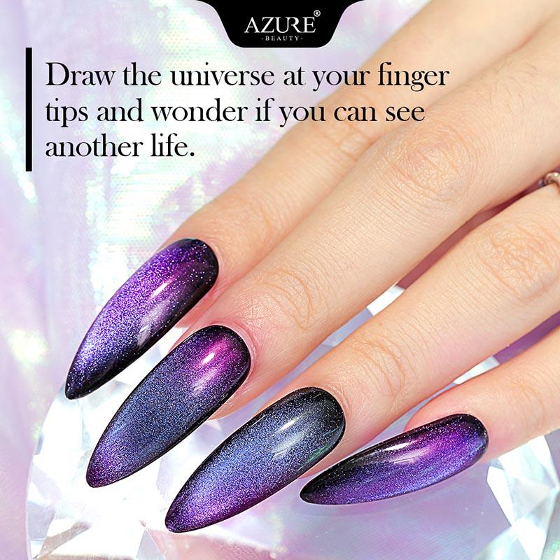 

Galaxy Cat Eye Nail Gel Soak Off Semi Permanent Chameleon Gel Polish Need Black Coat Cured UV/LED Lamp 10Pcs/Lot, Multi