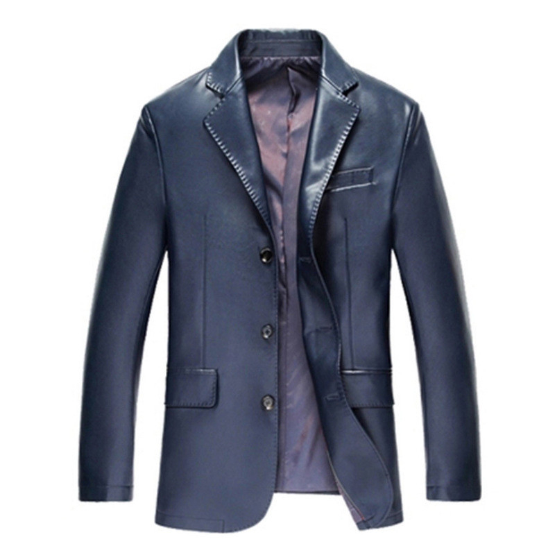 

2019 New Spring Autumn Leather Jacket Men Casual Social Leather Jacket Quality Business PU Men Clothing,E04, E04 blue