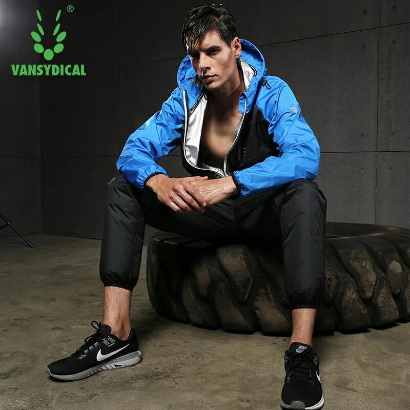 

Vansydical Hot Sweat Sports Suits Mens Fitness Running Jacket Pants Set Training Jogging GYM Hooded Zipper Sportswear XXXL, Tc3060