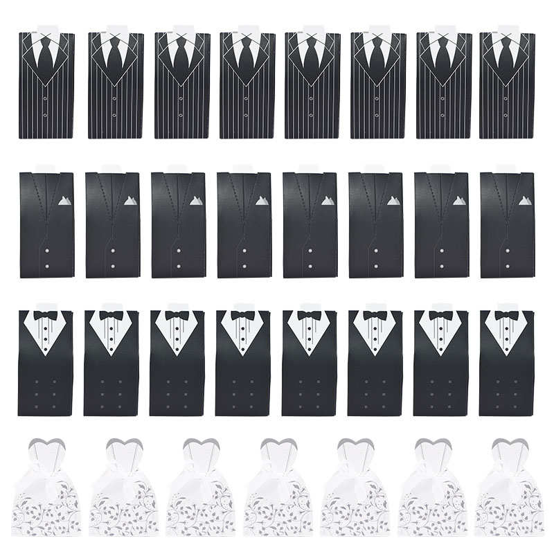 

10/20/30/50pcs Engagement Wedding Candy Gift Box Bride And Groom Dress Candy Box With Ribbon Wedding Party Gift Favor Supplies