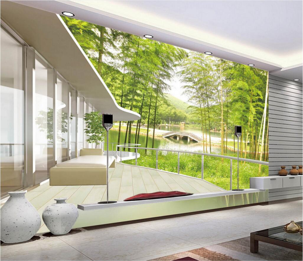

WDBH 3d room wallpaper custom photo Bamboo forest bridge scenery tv background painting home decor 3d wall murals wallpaper for walls 3 d, Non-woven