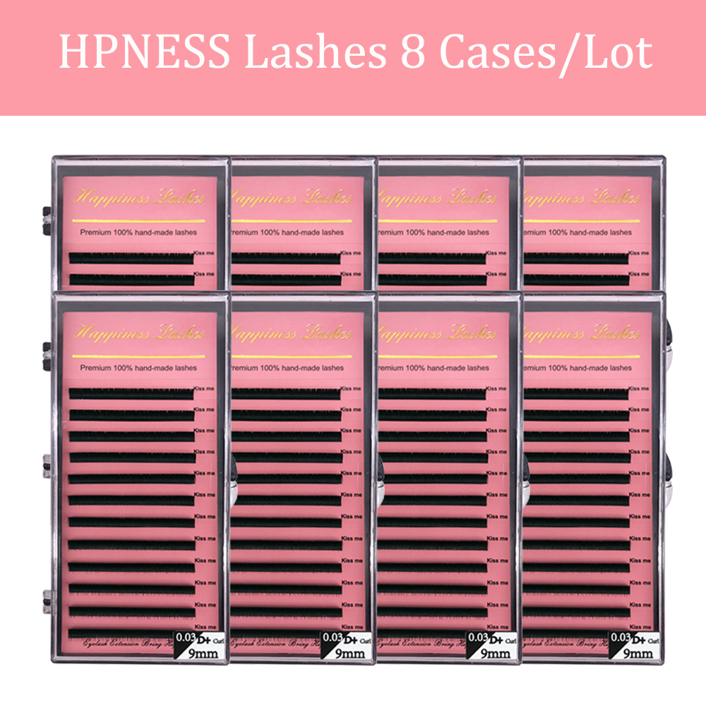 

8 Cases/Lot Eyelash Extension Eye Lashes Super Soft Silk Mink Lashes Classic Lashes Deep Matte 100% Hand Made HPNESS