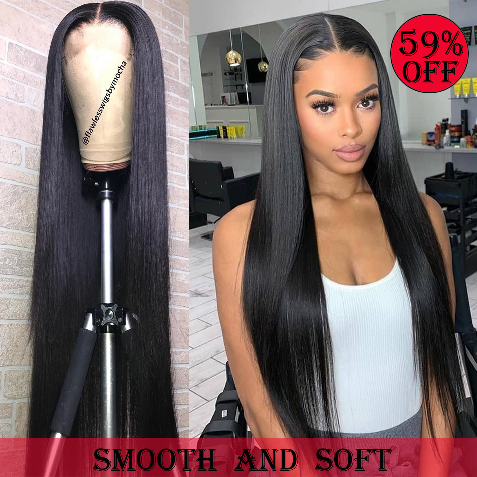

Straight 13X6 Lace Front Human Hair Wigs Brazilian Virgin Remy Hair Black Women PrePlucked 360 frontal wig